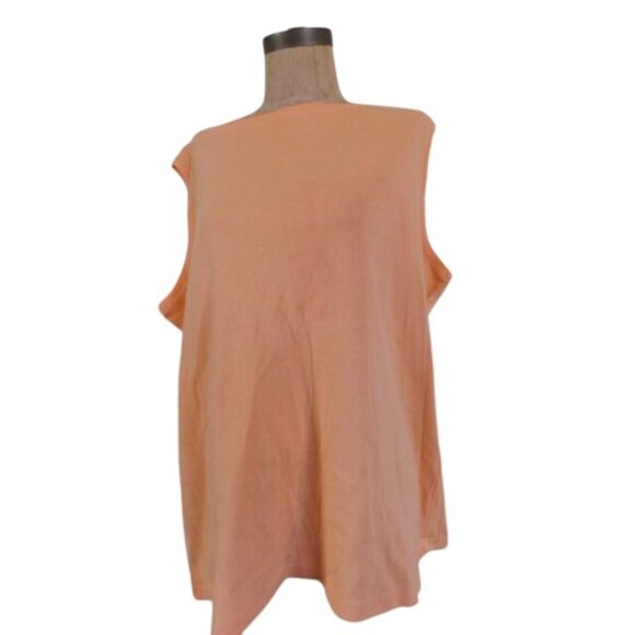 Talbots Size 2X  Plus Size  Orange Pima Cotton Sleeveless Knit Top NWT - Picture 1 of 2